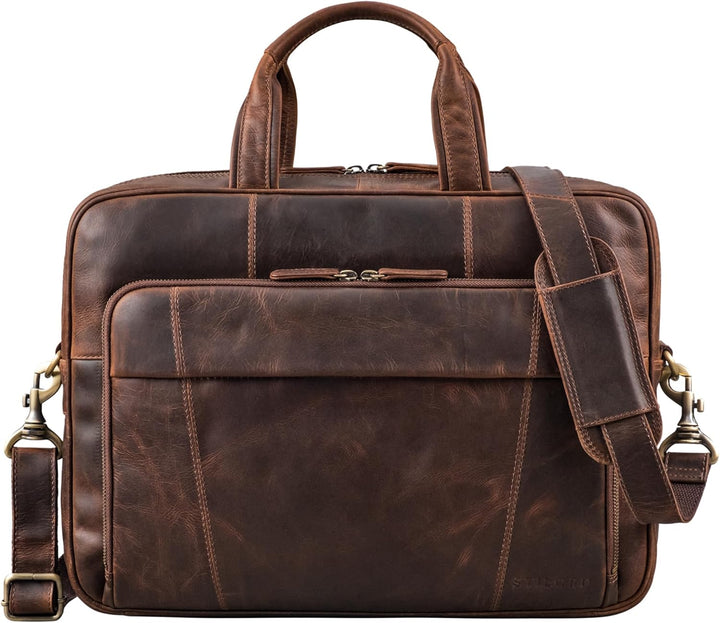 STILORD Jaron Vintage Ledertasche Leder Herren Damen 15,6 Zoll Laptoptasche Umhängetasche gross Akte
