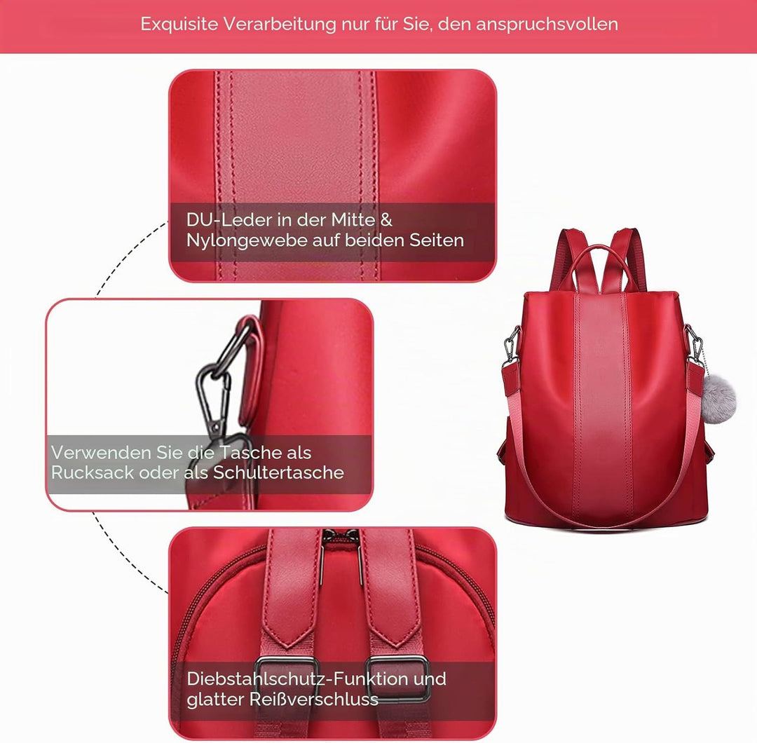 Miss Lulu Damen Rucksack Wasserdichte Nylon Schultaschen Anti-Diebstahl Tagesrucksack Schultertasche