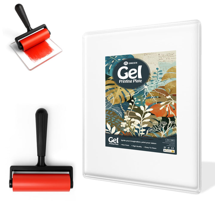 Gel Druckplatte, Wiederverwendbare Gel Printing Plate, Inklusive Mini-Rollerpinsel, Stempeln und Tex