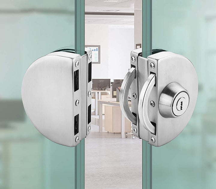Qrity Edelstahl Glastürschloss mit Schlüssel Öffnen/Schliessen für 10-12 mm Glas Dickes Büro, Zuhaus