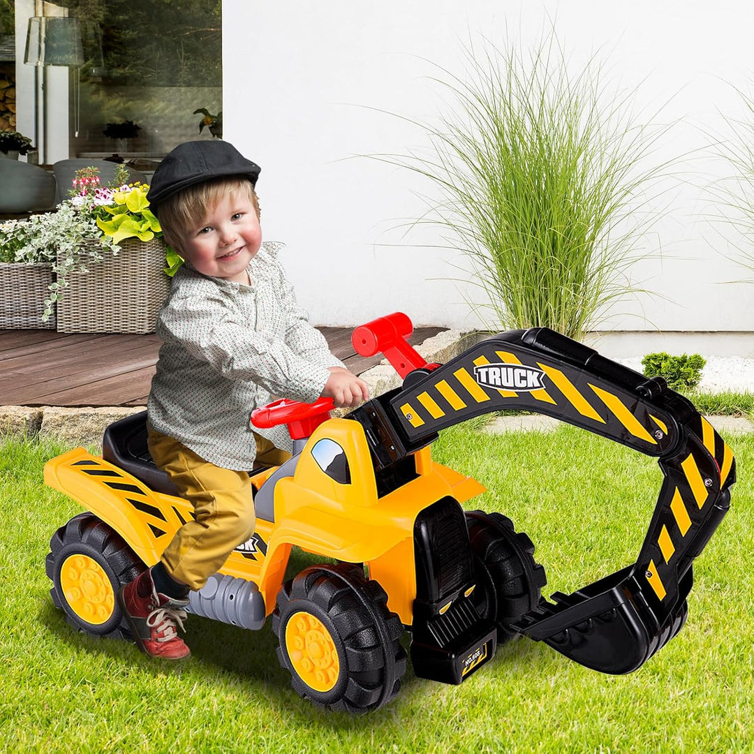 SOARS Sitzbagger, Aufsitzbagger mit Stauraum unter dem Sitz, Kinderbagger mit Horn & Soundeffekten,
