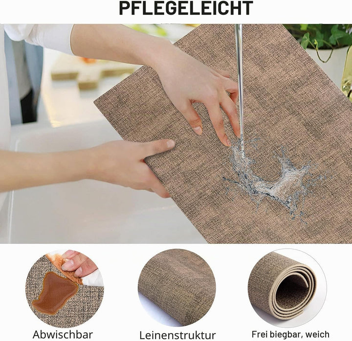 Leder Hitzebeständige Tischsets 6er Set Wasserdicht Abwischbar Waschbar PU Tischsets,Leicht zu Reini
