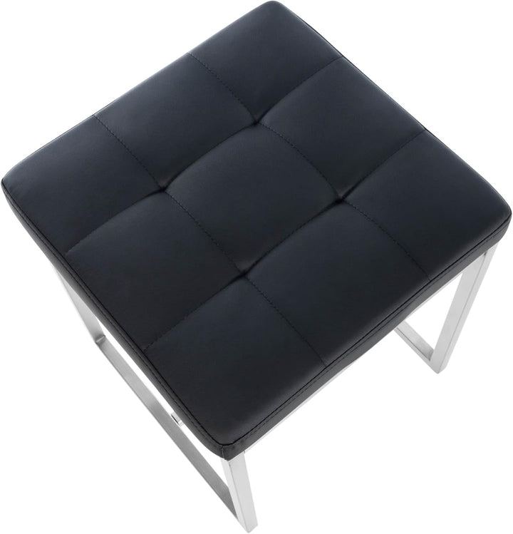 CLP 2er Set Edelstahl-Sitzhocker Barci Kunstleder I Moderne Hocker Mit Hochwertiger Polsterung Und B