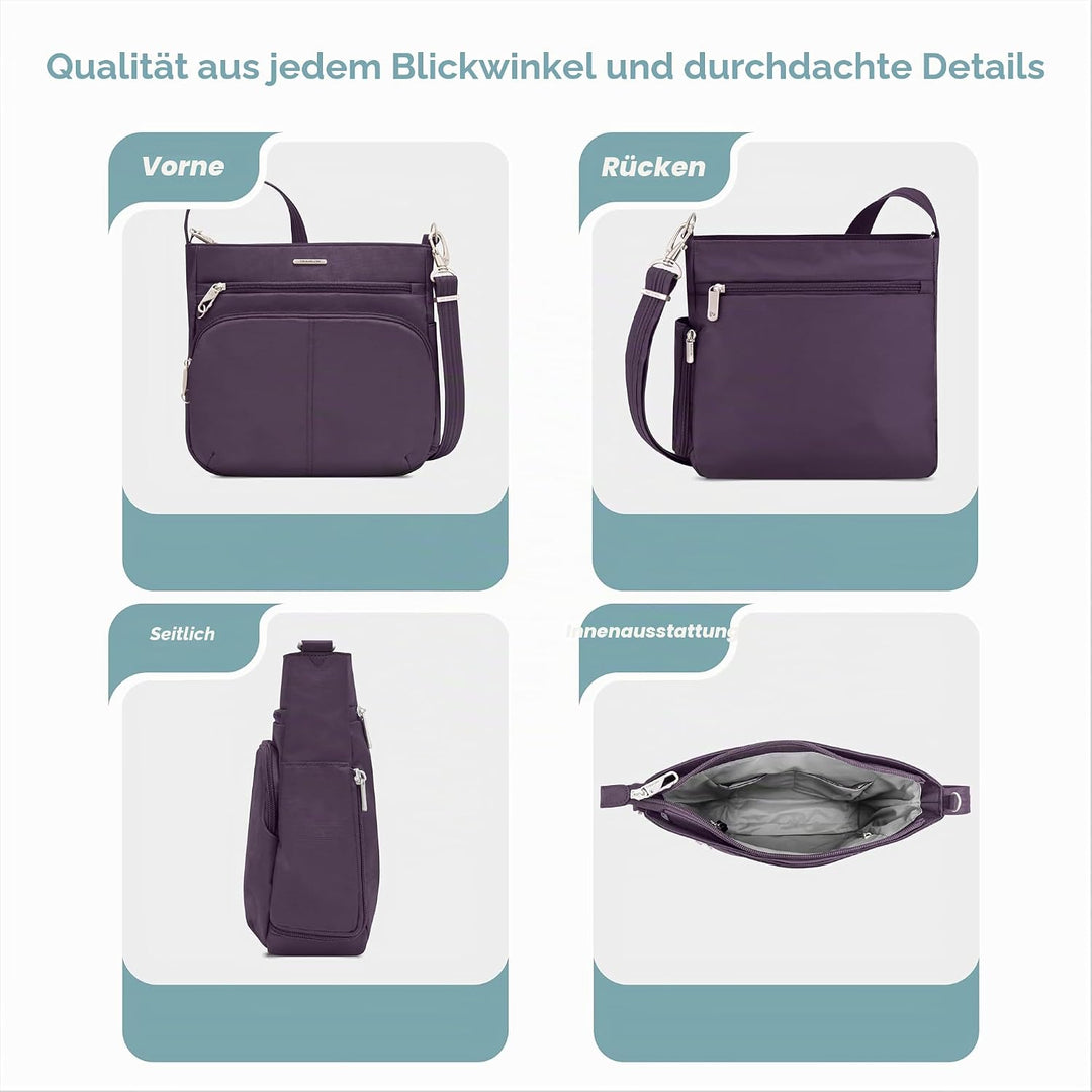 Travelon Klassische N/S-Umhängetasche mit Diebstahlschutz Einheitsgrösse Violett, Einheitsgrösse Vio