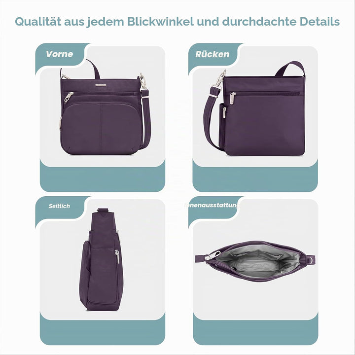 Travelon Klassische N/S-Umhängetasche mit Diebstahlschutz Einheitsgrösse Violett, Einheitsgrösse Vio