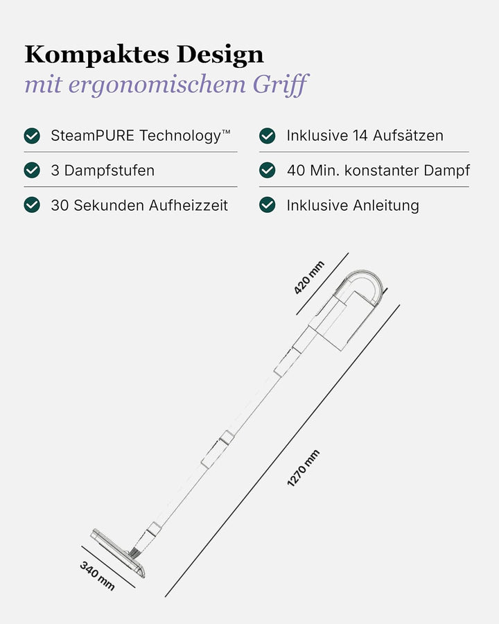 Motionflow Dampfreiniger für alles – 16-in-1 Hochdruck Steam Cleaner für Polstermöbel, Teppiche, Bad