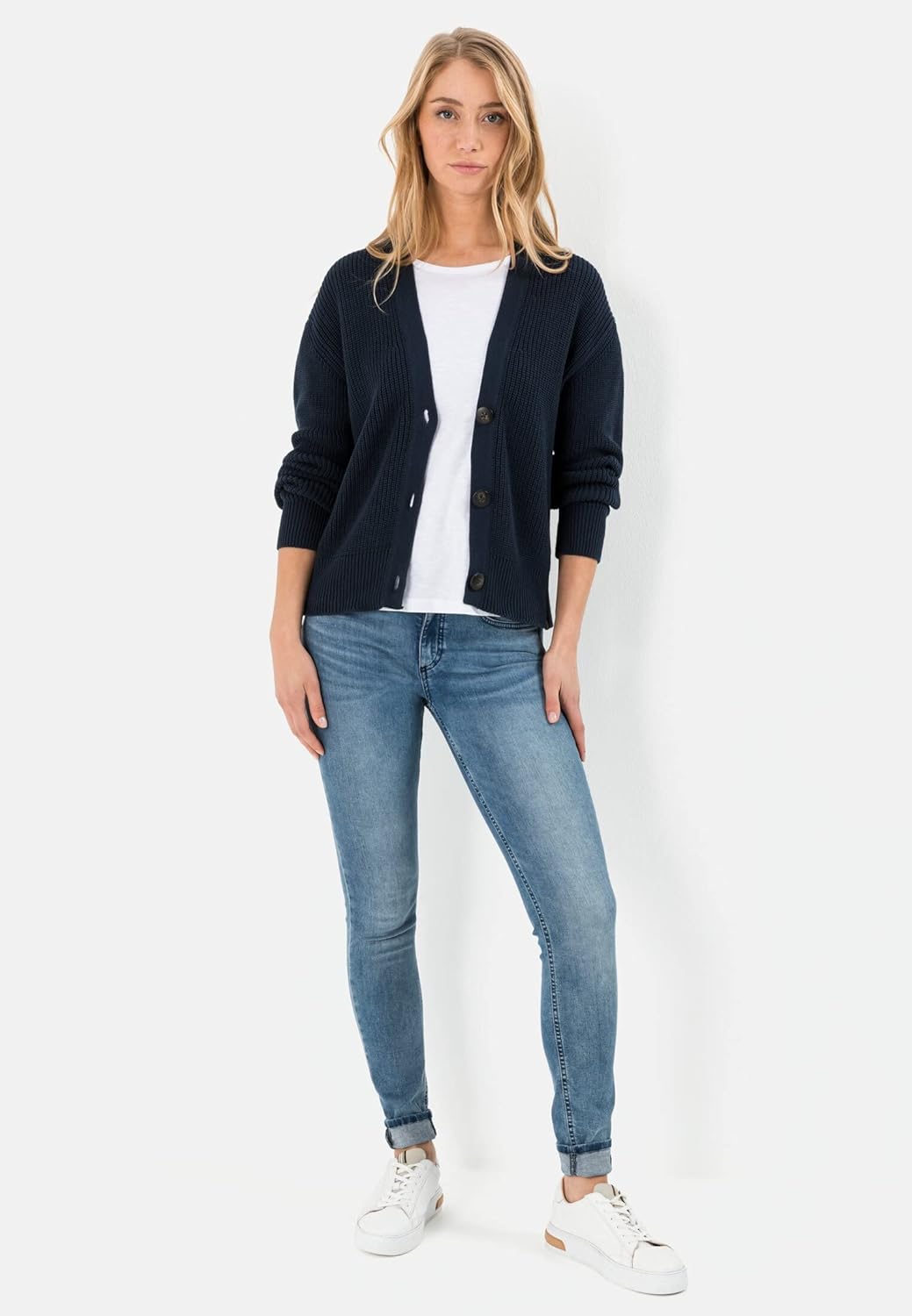 camel active Damen Boxy Cardigan in Strickqualität S Blau, S Blau