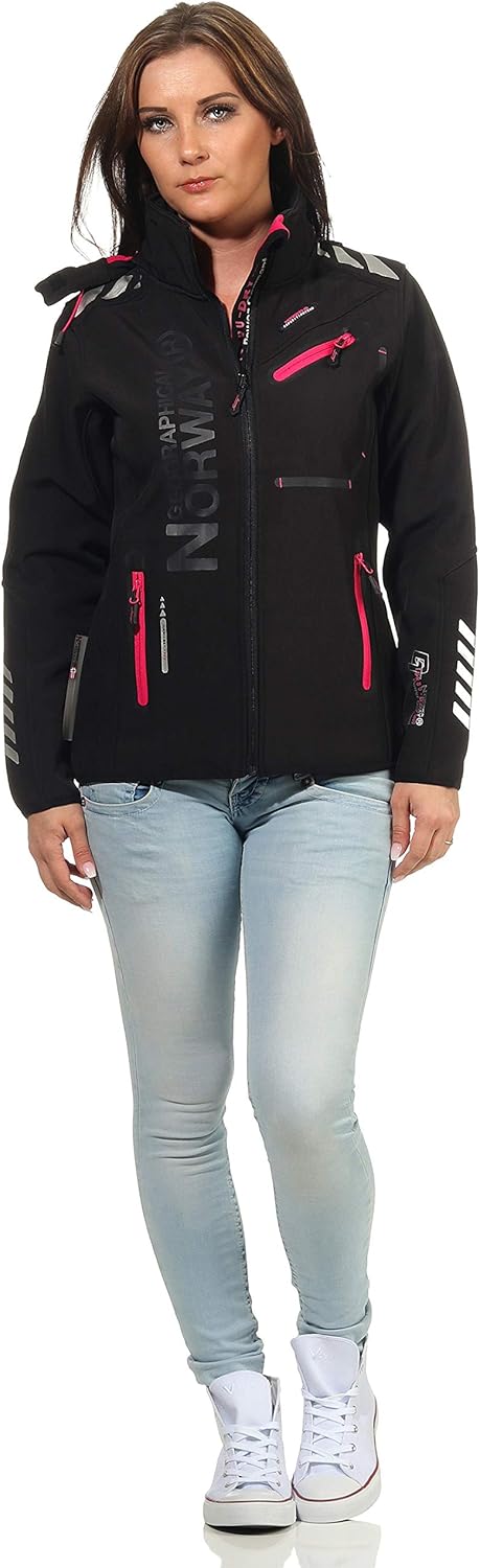 Geographical Norway Damen Jacke Softshell XL Rose - Black/F.Pink, XL Rose - Black/F.Pink