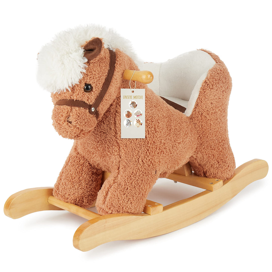 Bieco Plüsch Schaukeltier Pferd 60 cm | Kinder Schaukelstuhl mit Sicherheitsgurt | Baby Schaukel | S
