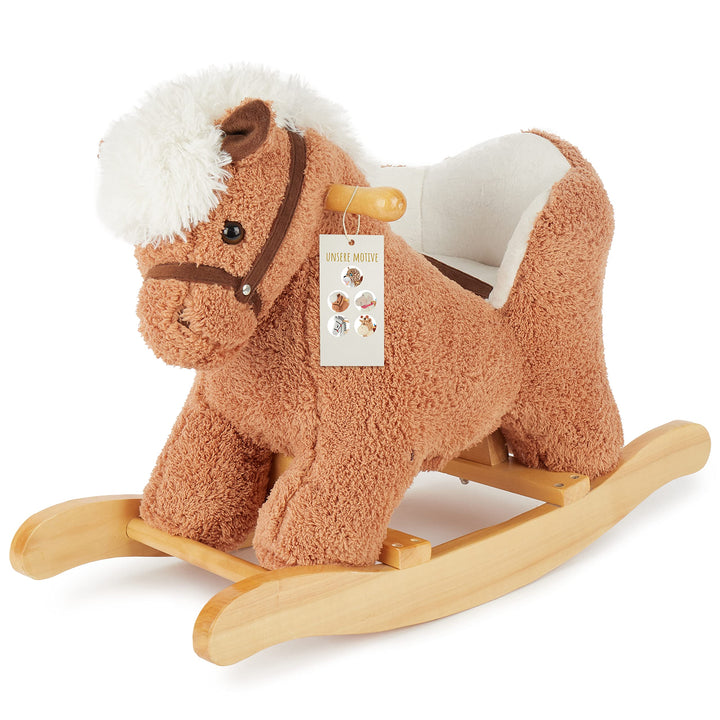Bieco Plüsch Schaukeltier Pferd 60 cm | Kinder Schaukelstuhl mit Sicherheitsgurt | Baby Schaukel | S