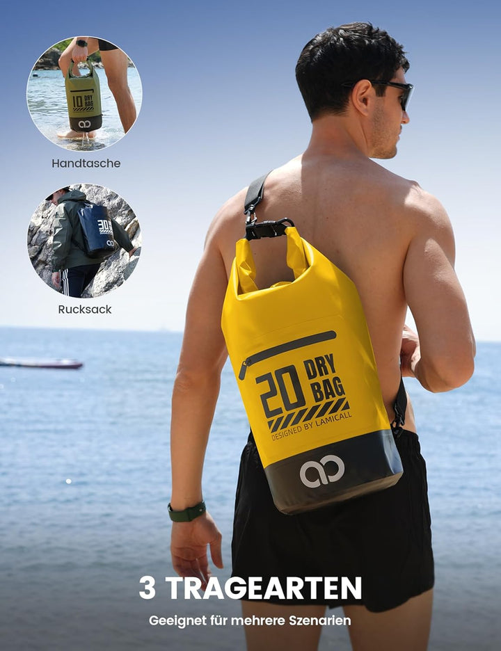 Lamicall Dry Bag, wasserdichte Tasche Beutel, Wasserfester Rucksack Drybag | [Robust &amp; Kratzfest] 5L