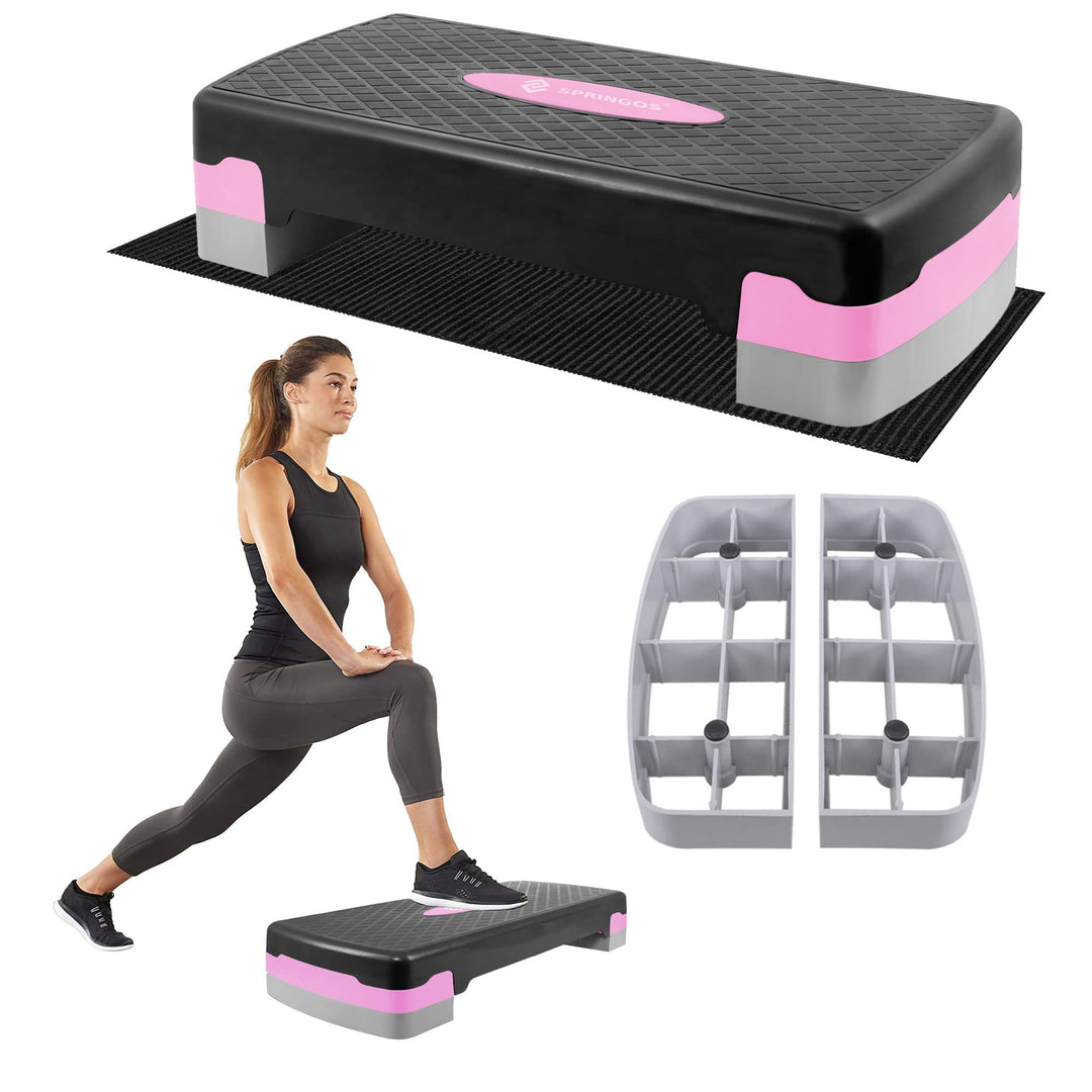 SPRINGOS Aerobic Steppbrett rosa-grau, rosa-grau
