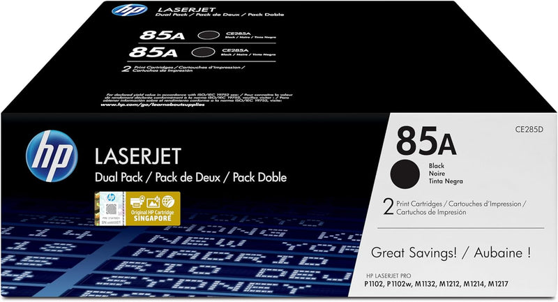 HP 85A 2er-Pack (CE285AD) Schwarz Original Toner für HP LaserJet Pro P1102, P1102w, M1132/M1212/M121