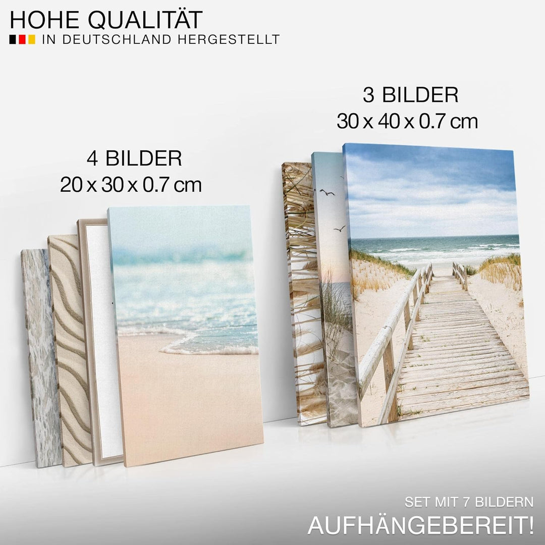 Novart Wandbilder Meer - KOMPLETT AUFHÄNGFERTIG - Paradies Strand Wohnzimmer Schlafzimmer- 7 Moderne