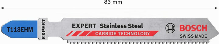 Bosch Accessories 3x Expert ‘Stainless Steel’ T 118 EHM Stichsägeblatt (für Edelstahlbleche, Länge 8
