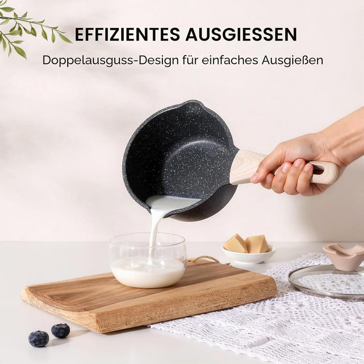 Kordisen Saucenpfannen-Set mit Deckel, 1,5 l & 2,5 Qt Antihaft-Kochtöpfe mit Ausgiesser, leicht zu r