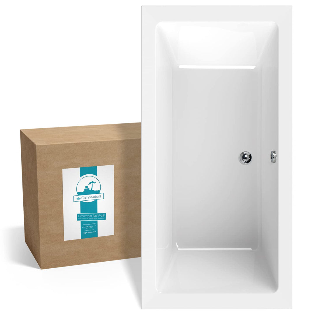 Calmwaters® Rechteck-Badewanne 200x90 cm, Acrylwanne Modern Square 2, Duo-Badewanne für zwei Persone