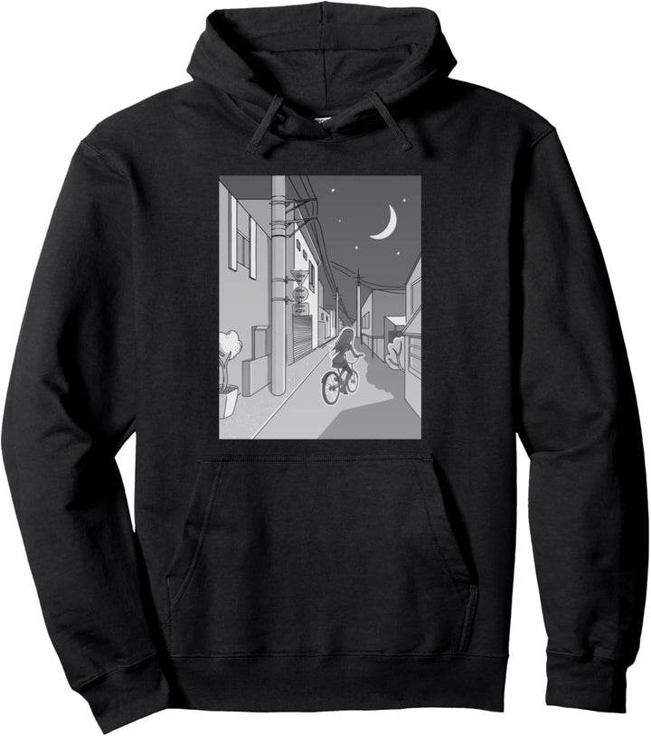 Manga - Bike Girl - Anime Vaporwave - Japanese Streets Pullover Hoodie