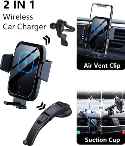 Blsyetec Auto Handyhalterung mit Ladefunktion 15W Wireless Charger Auto Qi Induktion Saugnapf Halter