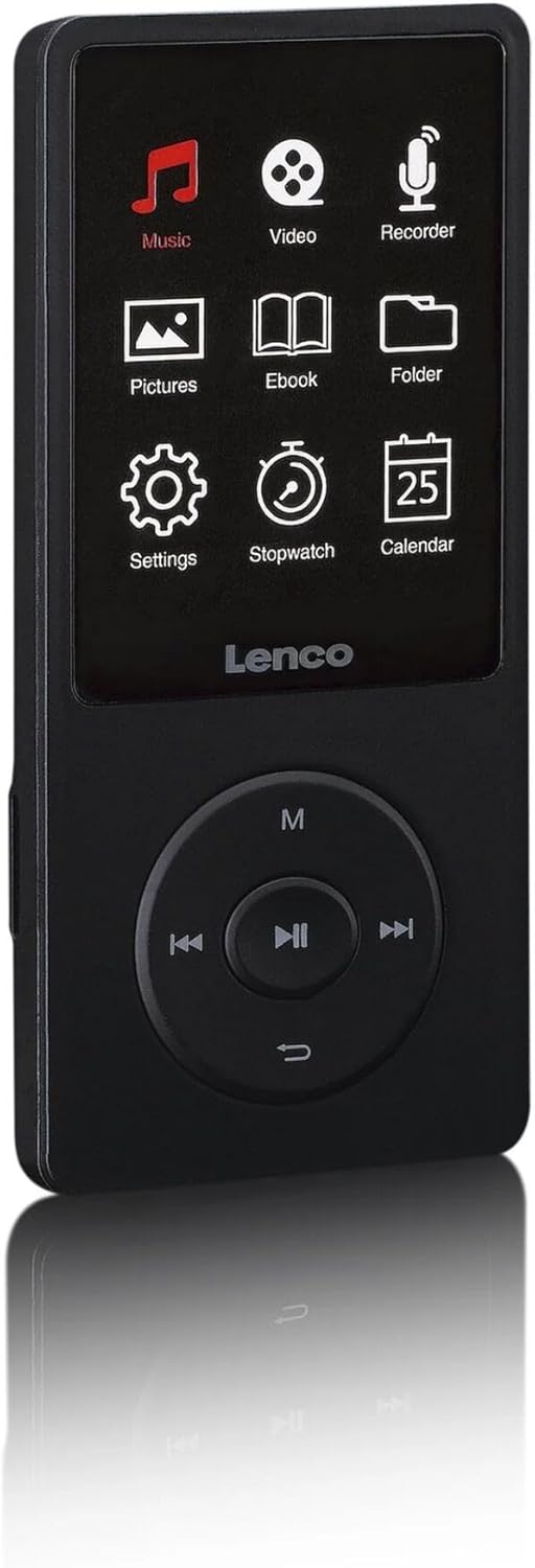 Lenco Xemio-669BK MP3/MP4-Player, 2,4" TFT-LCD-Display, 8 GB interner Speicher, Schwarz, mit Mikrofo