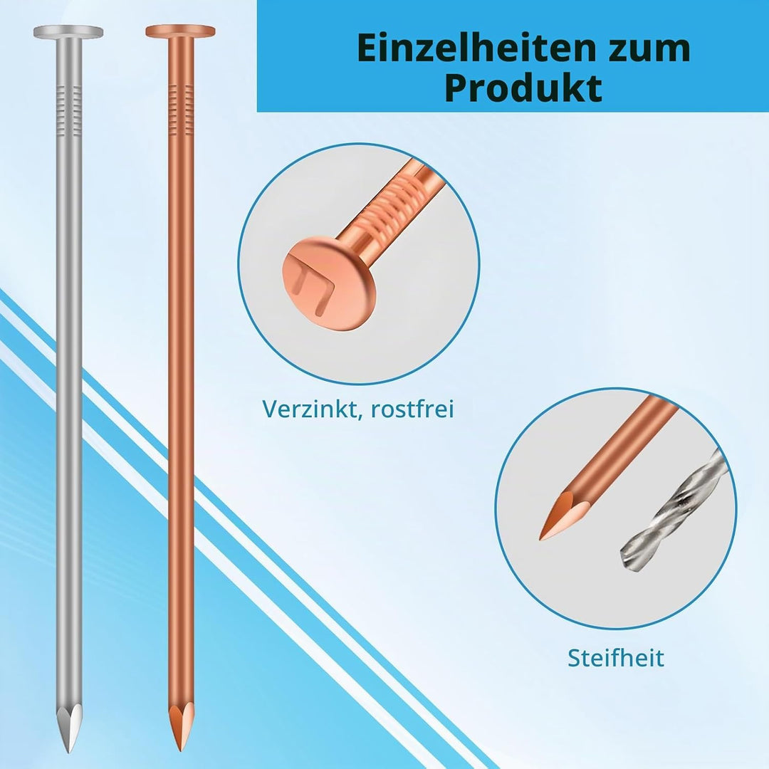 LALAGO 14 stück Grosse Kupfernägel, Kupfernägel Baumkiller, Solid Kupfer Schlagkraft Nägel, 89mm Lan