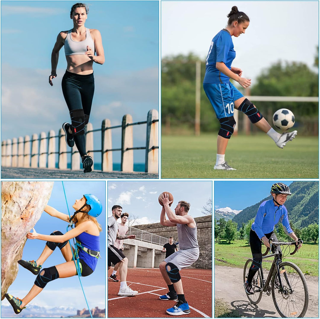 SIVITICK Kniebandage Damen Männer Einstellbare Kniestütze mit Seitenstabilisatoren & Patella Gel Pad