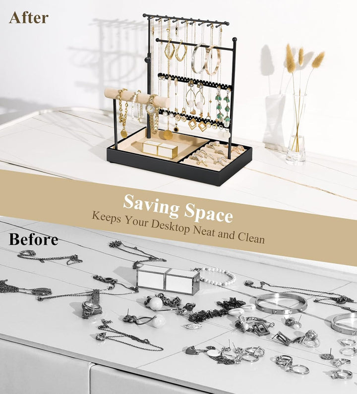 Emibele Schmuck-Halter, Schmuck Organizer Stand Halsketten Ohrringe Armband Halter, 5-Stöckiger Schm