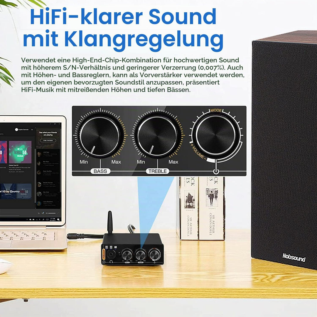 Nobsound Q4 USB Audio Gaming DAC Konverter mit Bluetooth Kopfhörerverstärker für PC/PS5/Computer mit