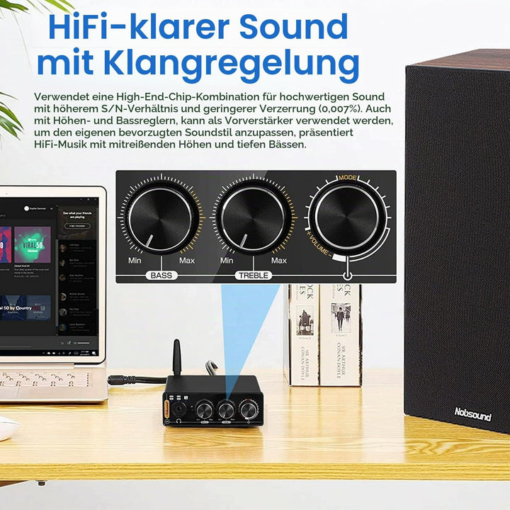 Nobsound Q4 USB Audio Gaming DAC Konverter mit Bluetooth Kopfhörerverstärker für PC/PS5/Computer mit
