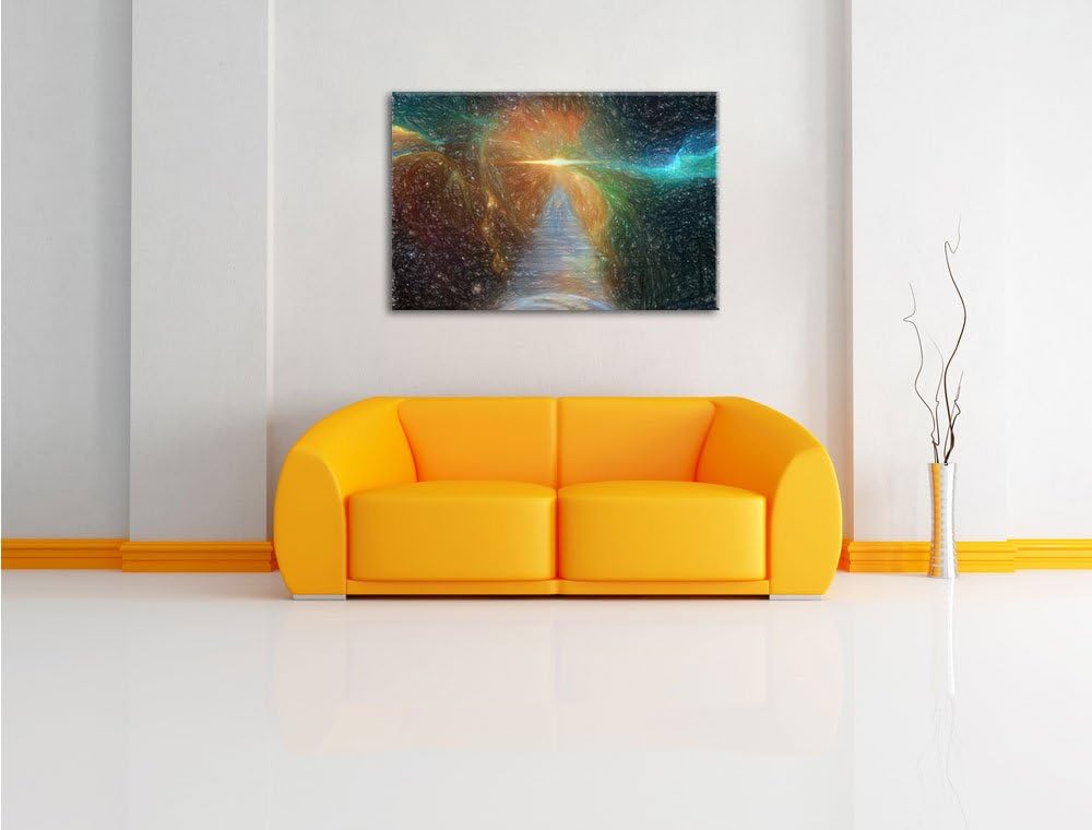 Pixxprint Kosmische Treppe in die Galaxis als Leinwandbild/Grösse: 100x70 / Wandbild/Kunstdruck/fert