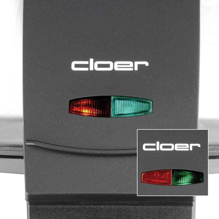 Cloer 6235 Sandwichmaker, 930 W, für 2 ganze Toast, Muschelform, optische Fertigmeldung, Kabelaufwic