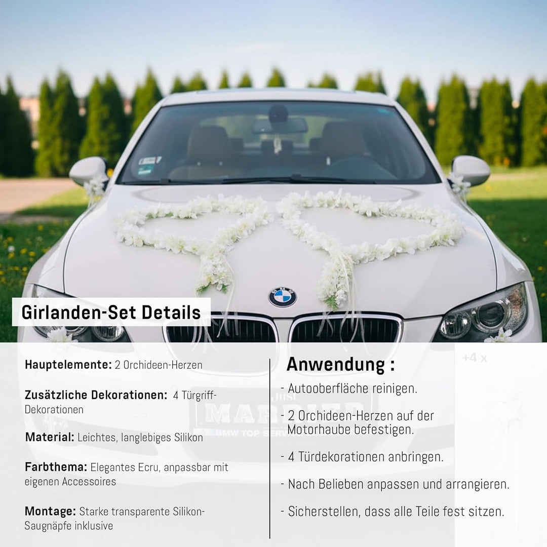 ORCHIDEEN Herzen Braut Paar Rose Deko Dekoration Hochzeit Car Auto Wedding ®Auto-schmuck Deko Girlan