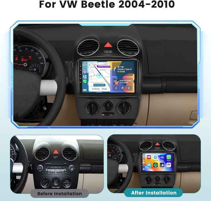 Hikity 2+64G Android 15 Autoradio Für VW Beetle 2004-2010 mit Wireless Carplay Android Auto, 9 Zoll