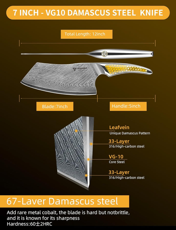18CM Nakiri-Messer, Fleischerbeil aus Japanischem VG-10-Damaszenerstahl, ultrascharfes Gemüsemesser