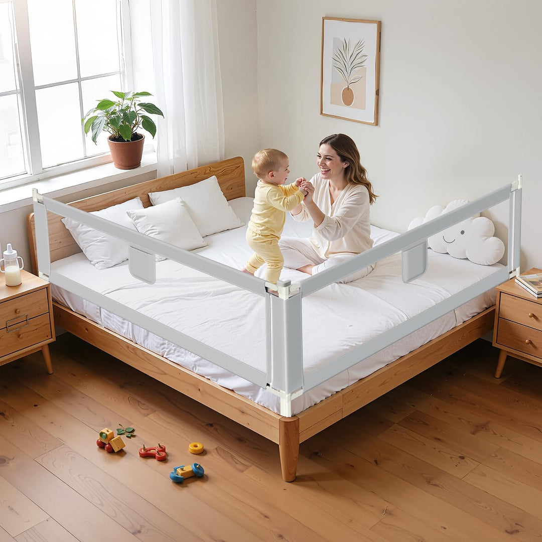Bettgitter 180x80 cm – Höhenverstellbarer Rausfallschutz Bett mit Sicherheitsverschluss, stabiles Be
