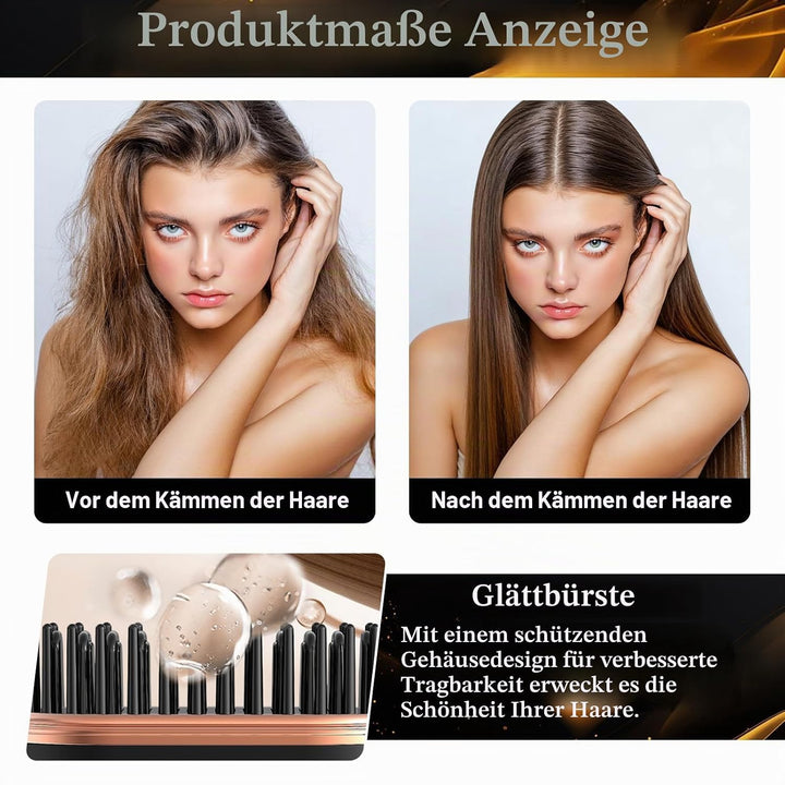 Glättbürste Mini Glättebürste Mini Hair Straightener Brush Kabellos 3-Stufige Temperaturregelung Tra