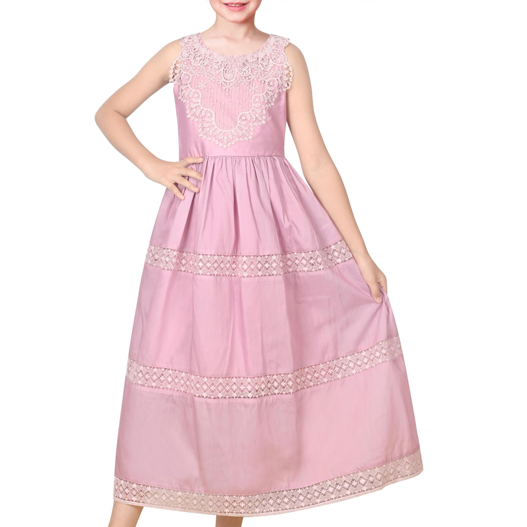 Sunny Fashion Mädchen Kleid Blume Schnüren Saum Hochzeit Erstkommunion Gr. 110-158 122 Lila Spitze,
