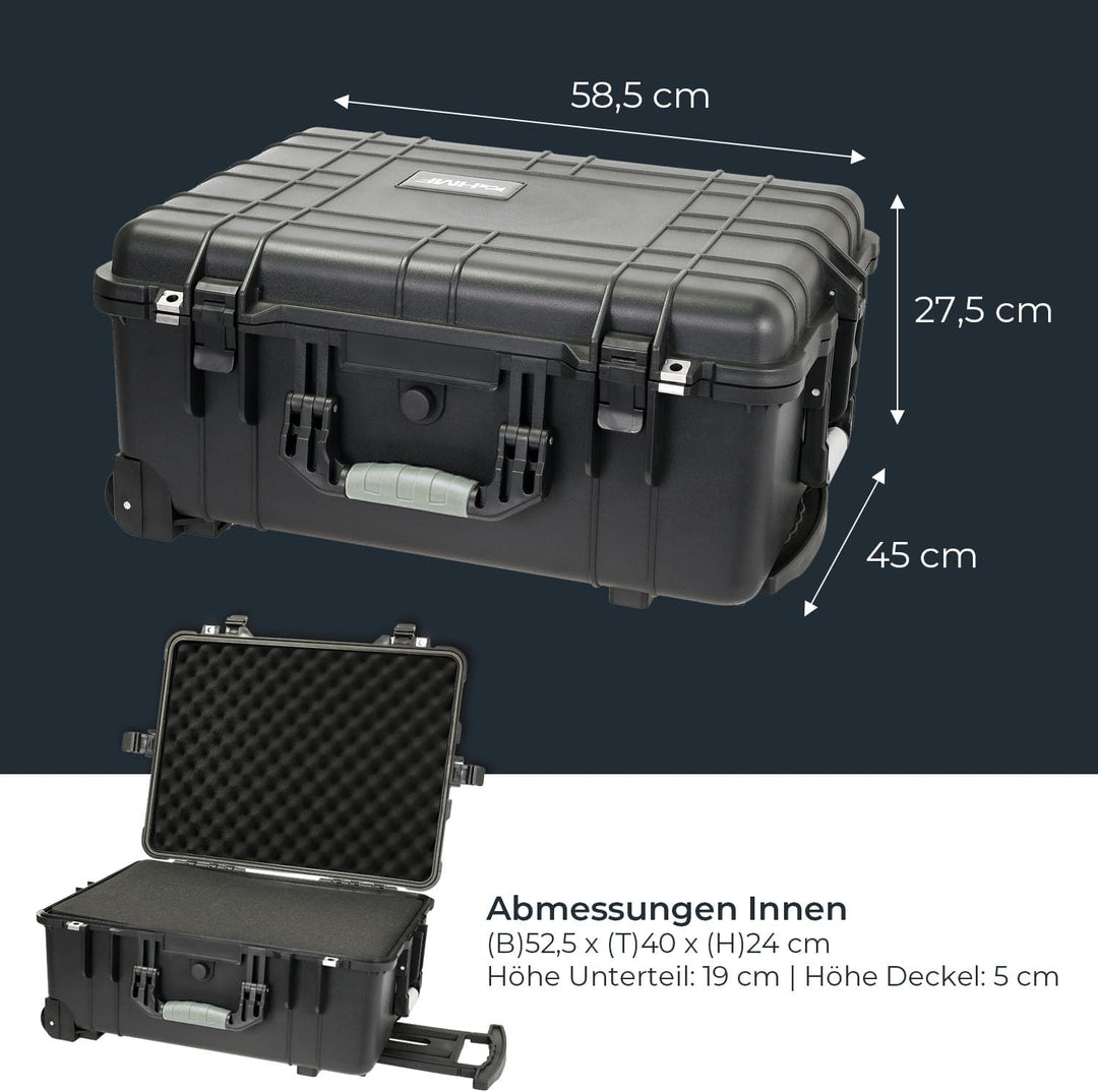 HMF Outdoor-Trolley, ODK400, Fotokoffer mit Rasterschaumstoff | 58,5 x 45 x 27,5 cm | Schwarz 58.5 x