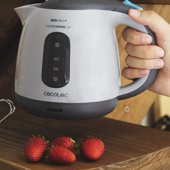 Cecotec Wasserkocher ThermoSense 120 .1 Liter Kapazität, Verwendung ohne Kabel mit 360-Grad-Basis, A