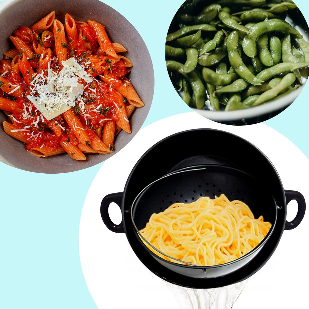 BASS POLSKA Topf mit Sieb und Deckel, Magic Pot Kochtopf-Set, Einfaches Kochen, Abgiessen & Serviere