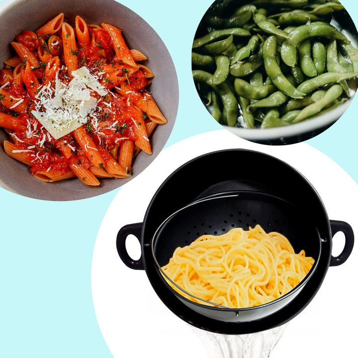 BASS POLSKA Topf mit Sieb und Deckel, Magic Pot Kochtopf-Set, Einfaches Kochen, Abgiessen & Serviere