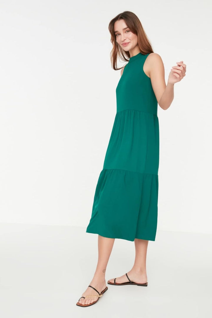 TRENDYOL Damen Breites Geschnittenes Kleid Dress 34 Emerald Green, 34 Emerald Green