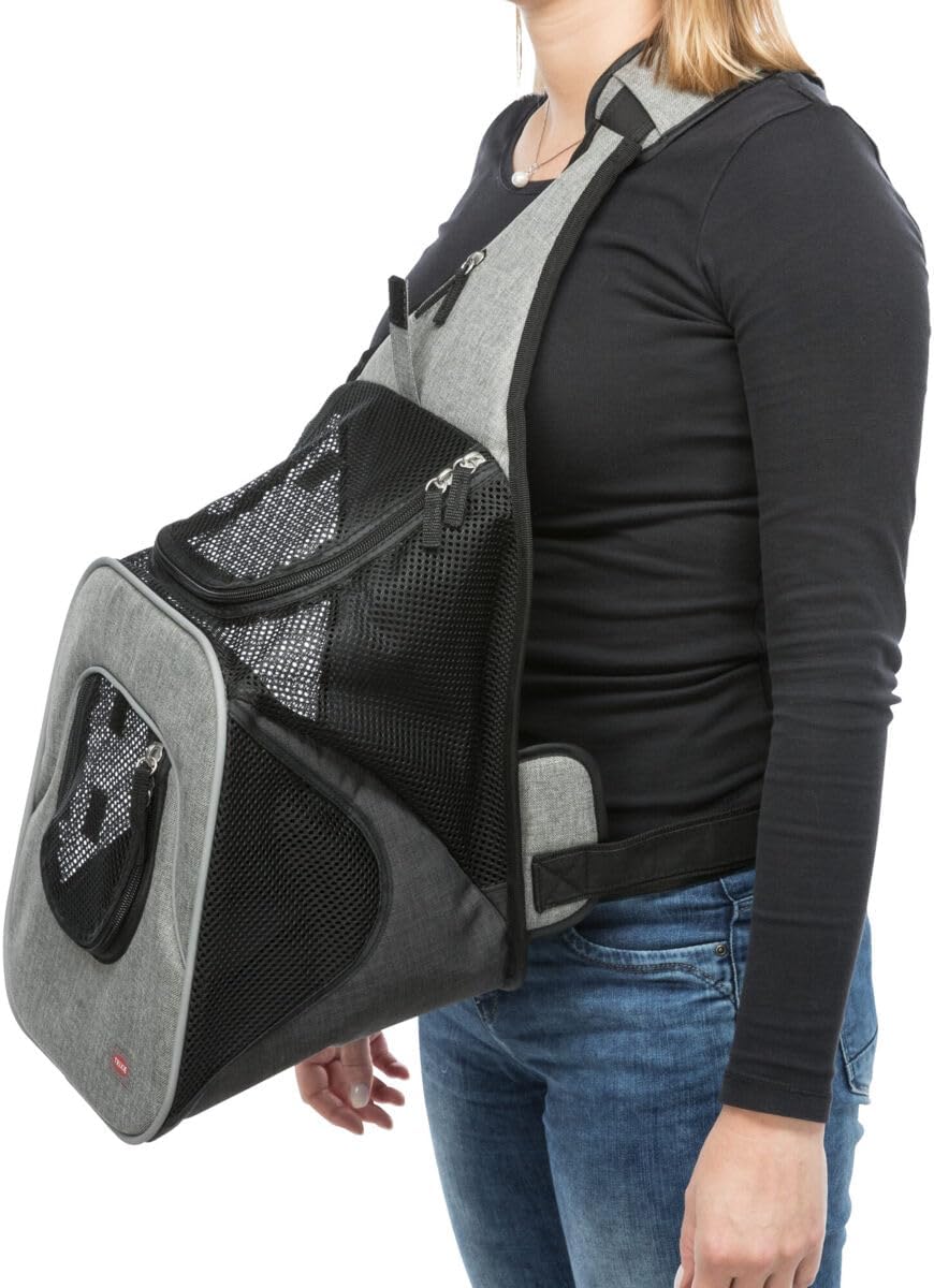Trixie 28941 Fronttasche Savina, 30 × 33 × 26 cm, schwarz/grau