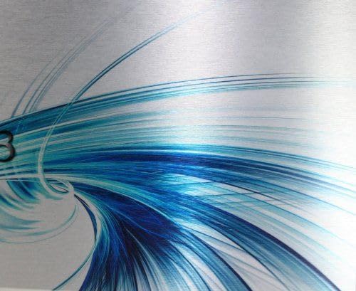 Kreative Feder „Abstrakt blau“ - Designer-Wanduhr aus gebürstetem Aluminium in Zwei Grössen mit leis
