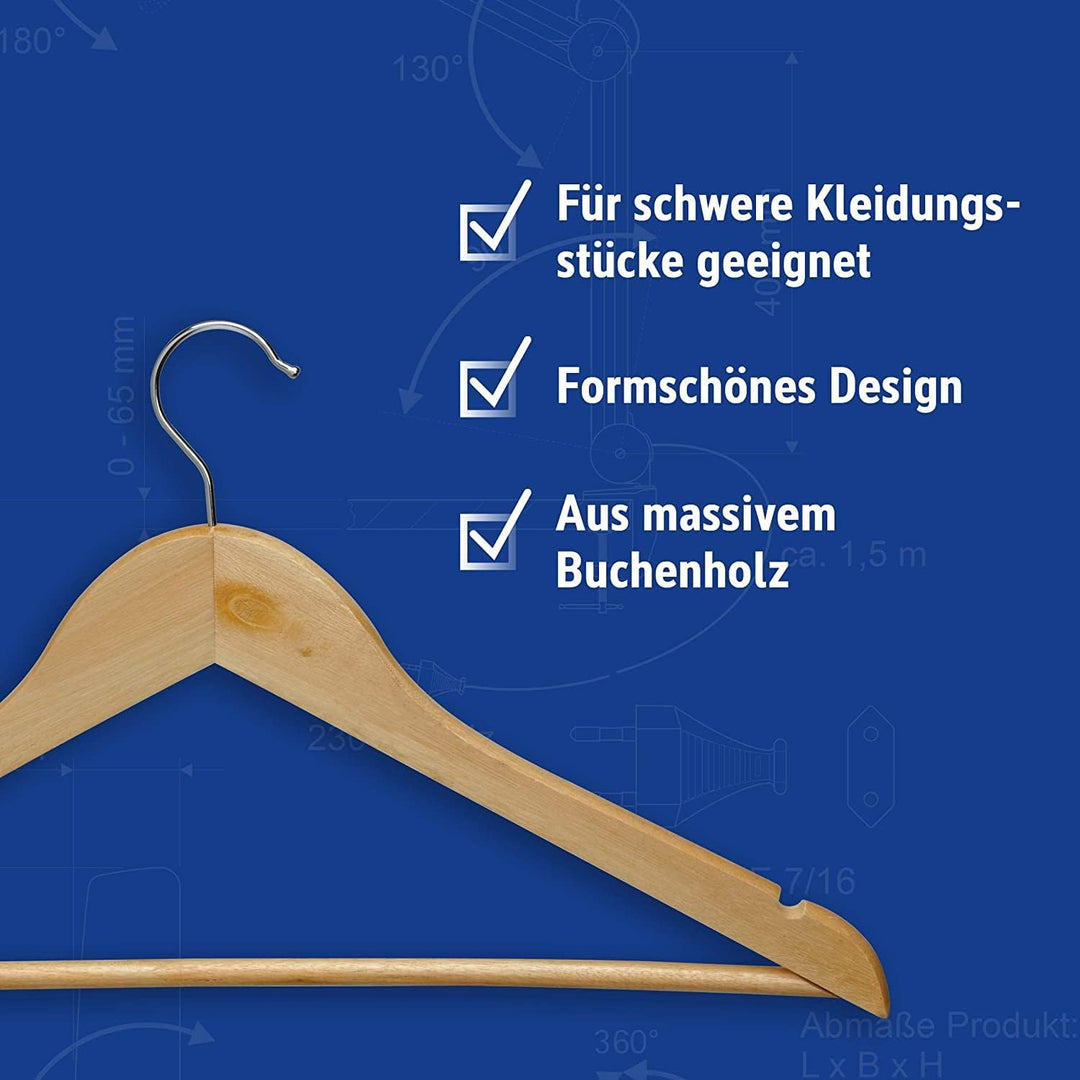 MAUL Kleiderbügel Holz | moderne Holz Kleiderbügel in klassischem Design | stabile und belastbare Au