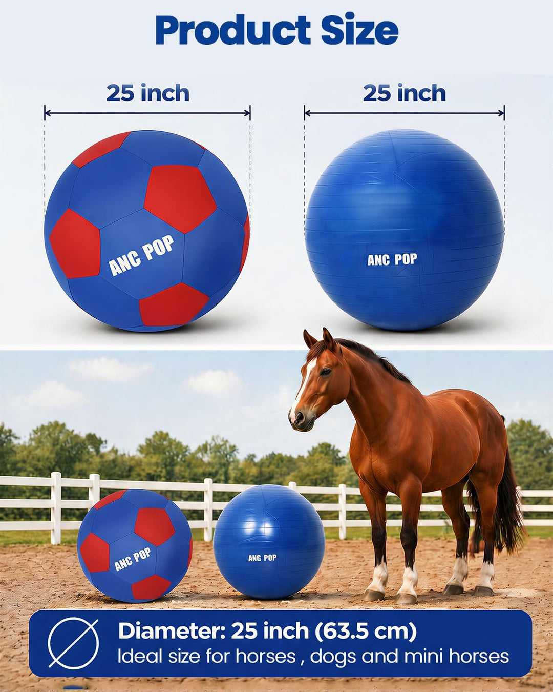 ANC POP Herding Ball für Hunde Pferdeball &amp; Ballhülle 63,5 cm Ball für Pferde gross mit Handpumpe zu