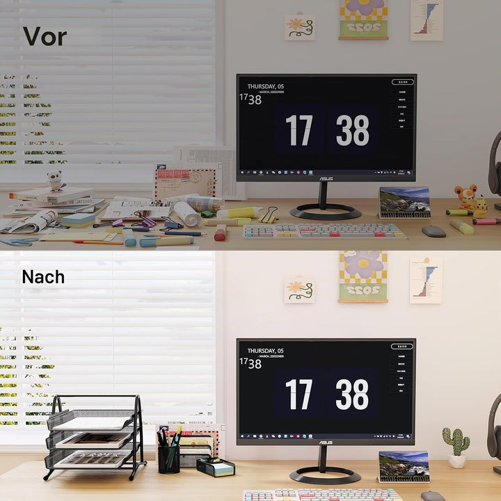 EasyPAG Metall Büro Schreibtisch Organizer 4er-Set, 3 Fächer A4 Dokumentenhalter Aktenablage Zeitsch
