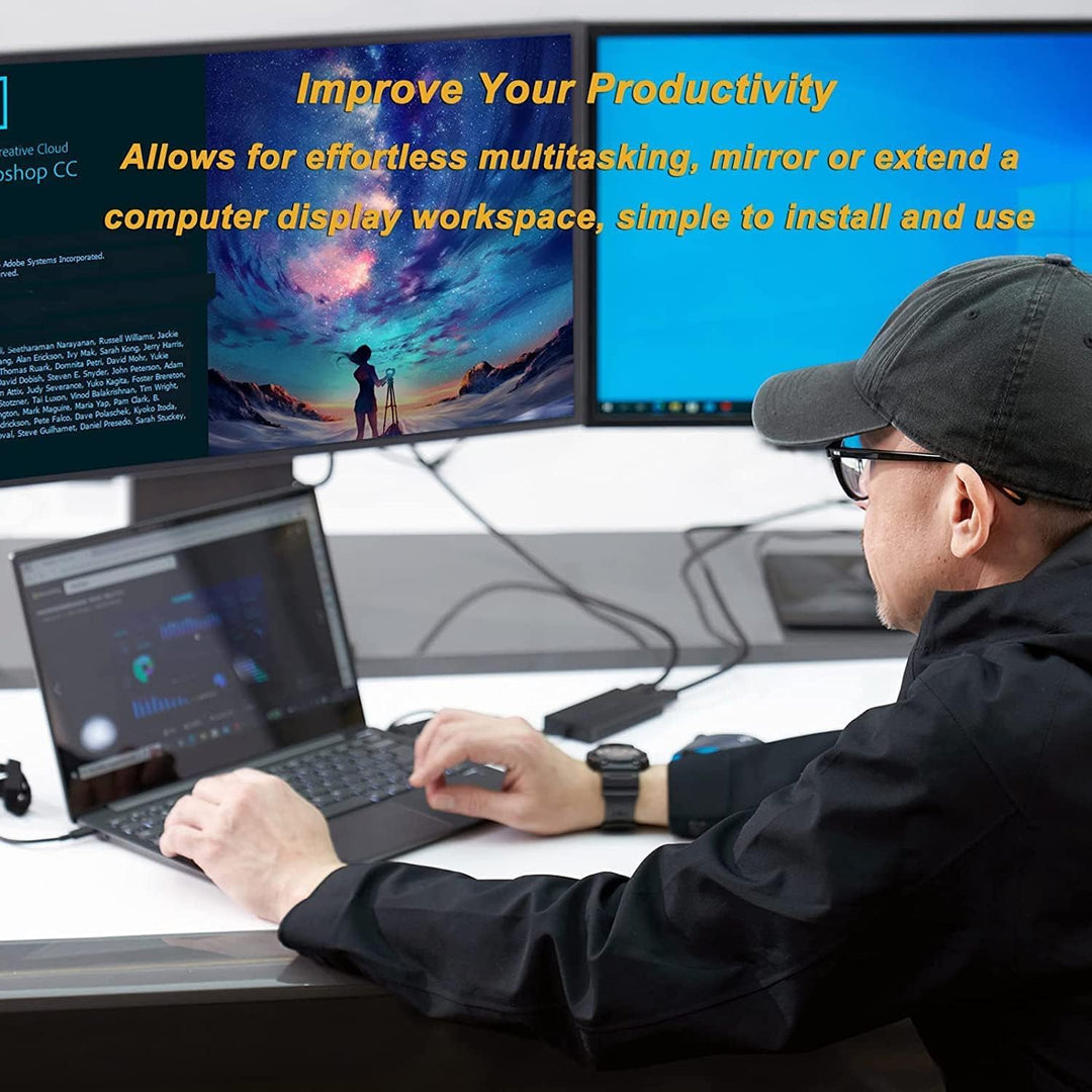 WAVLINK USB 3.0 oder USB C auf HDMI Adapter für Zwei Monitore, Universeller Video-Grafikadapter für