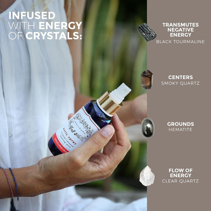 BALIPURA - "Grounding Reinigendes, Heilendes Aura Spray - Natürlich Angereicherte Aura - Kristalle U