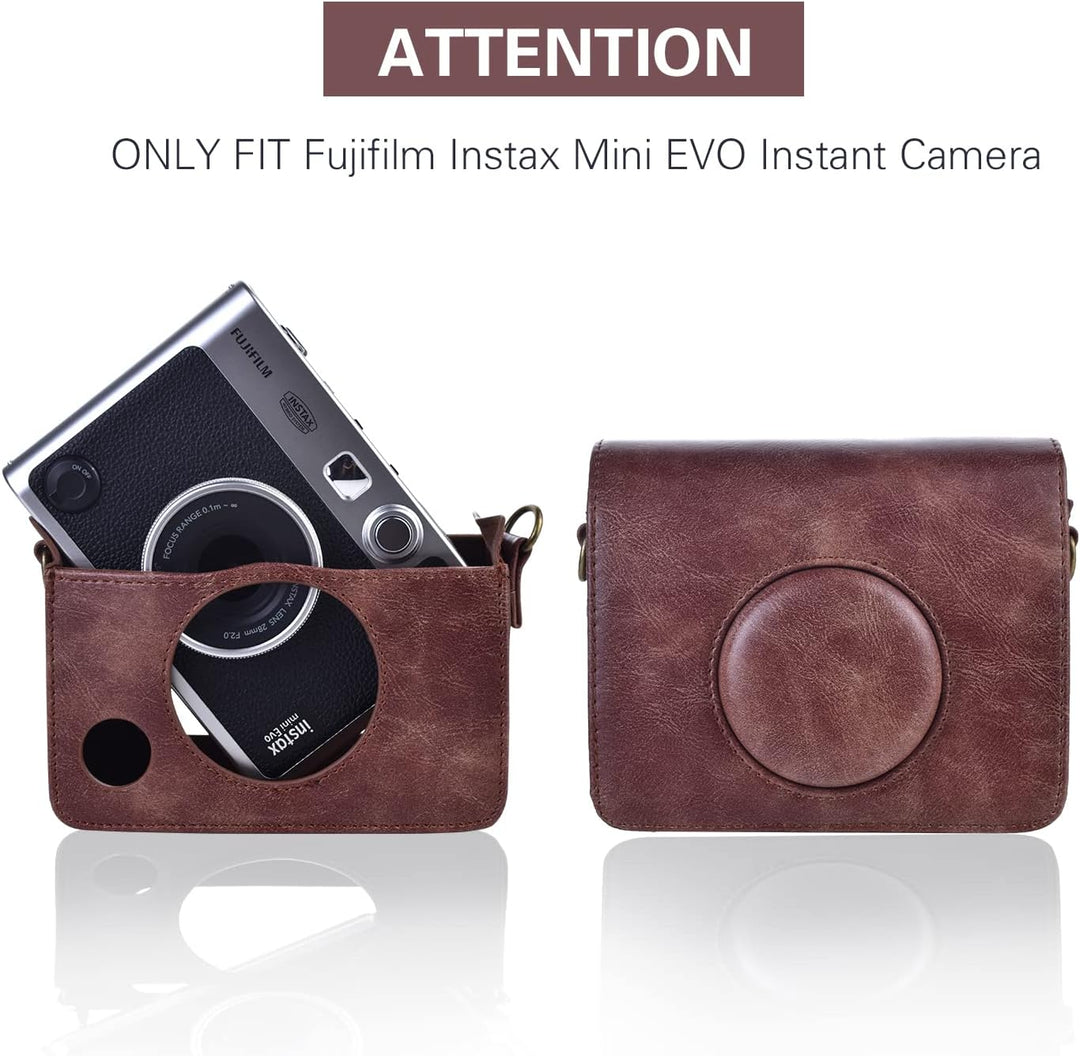 Rieibi Mini EVO Kameratasche, Retro PU Leder Hülle Schutzhülle für Fujifilm Fuji Instax Mini EVO Sof